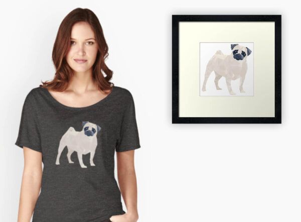 Polygon Pug Print and T-shirt