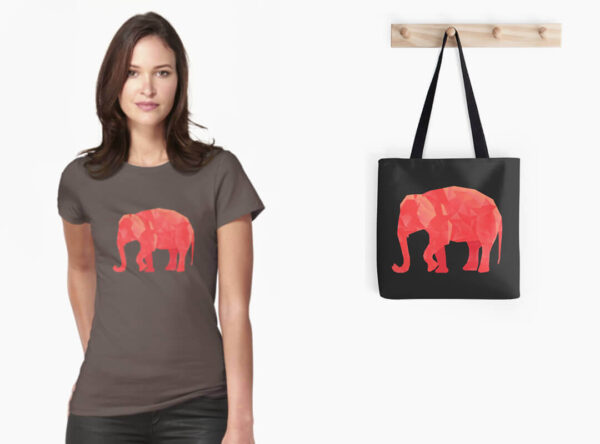 Red Elephant T-shirt and Tote Bag